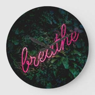 "BREATHE" PINK NEON LIGHT SIGN GROTE KLOK