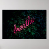 "BREATHE" PINK NEON LIGHT SIGN POSTER (Voorkant)