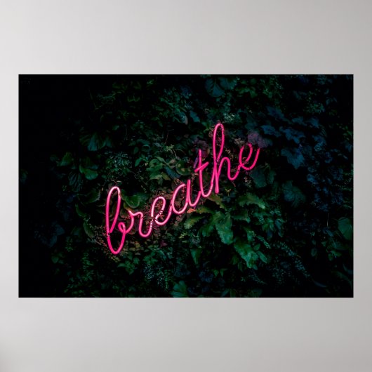 "BREATHE" PINK NEON LIGHT SIGN POSTER (Voorkant)