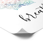 Breathe Quote - Roze Waterverf Mandala Zen Yoga Poster (Hoek)