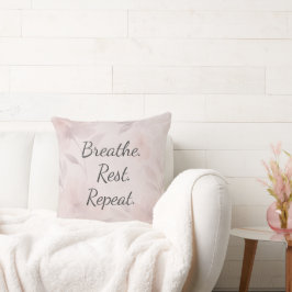 Breathe Rest Repeat Elegant Blush Pink Floral Kussen