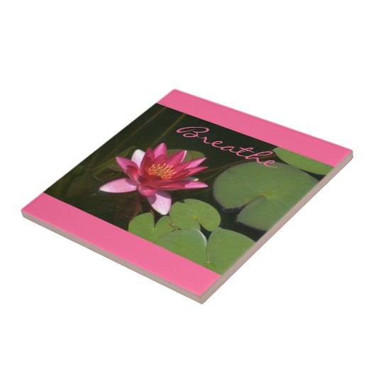 "Breathe" Roze Lotus Blossom Tafel Tegeltje (Zijkant)