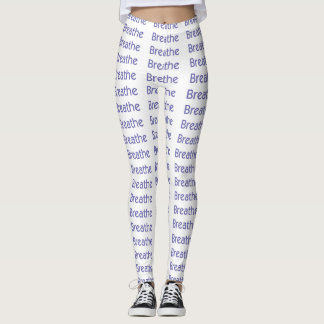 Breathe Yoga Pants, Purple on White Leggings