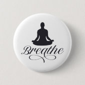 Breathe Yoga Pose Silhouette Ronde Button 5,7 Cm (Voorkant)