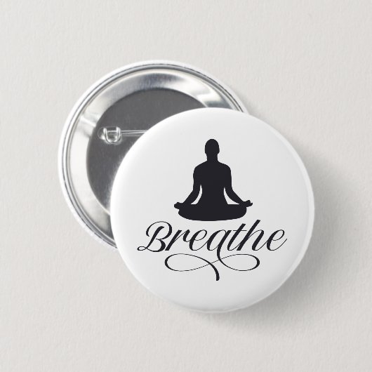 Breathe Yoga Pose Silhouette Ronde Button 5,7 Cm (Voorkant /achterkant)