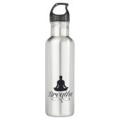 Breathe Yoga Pose Silhouette Waterfles (Voorkant)