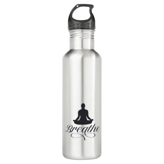 Breathe Yoga Pose Silhouette Waterfles (Voorkant)