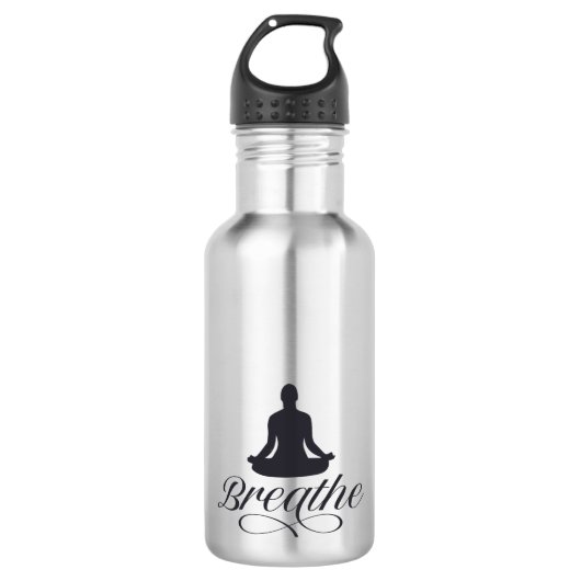 Breathe Yoga Pose Silhouette Waterfles (Voorkant)