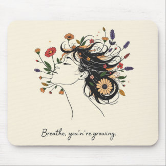 “Breathe, You’re Growing” Floral Mindfulness pad Muismat