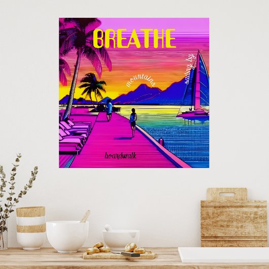 BREATHE - Zonnewaterscène. Bewerkbaar. Poster (Keuken)