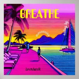 BREATHE - Zonnewaterscène. Bewerkbaar. Poster