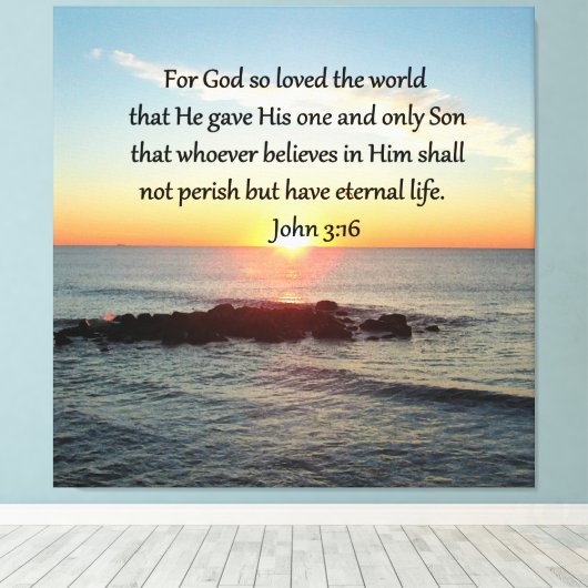 BREATHTAKING JOHN 3:16 SUNRISE CANVAS AFDRUK (Insitu (Houten vloer))