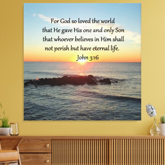 BREATHTAKING JOHN 3:16 SUNRISE CANVAS AFDRUK (Insitu (Woonkamer))