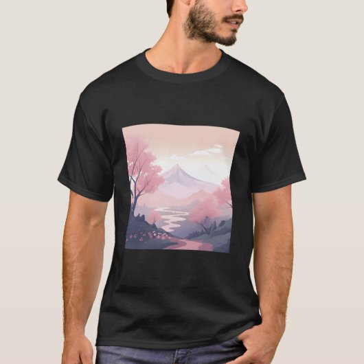 Breathtaking K Blossom Landscape Handpainted Work T-shirt (Voorkant)