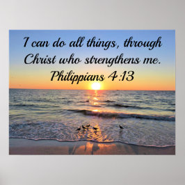 BREATHTAKING PHILIPPIANS 4:13 OCEAAN SUNRISE POSTER