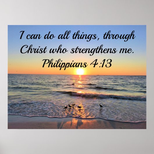BREATHTAKING PHILIPPIANS 4:13 OCEAAN SUNRISE POSTER (Voorkant)