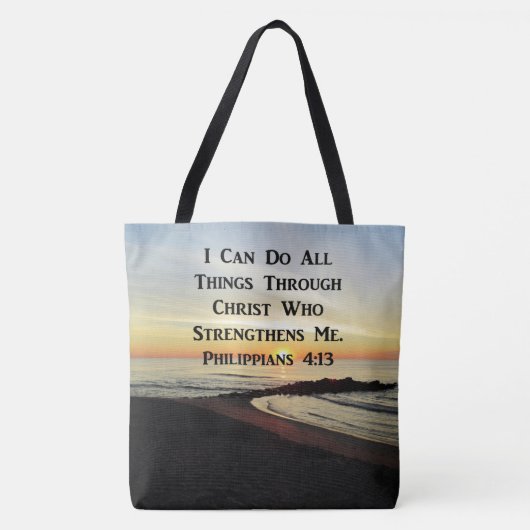 BREATHTAKING PHILIPPIANS 4:13 SCRIPTURE VERSE TOTE BAG (Voorkant)