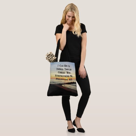 BREATHTAKING PHILIPPIANS 4:13 SCRIPTURE VERSE TOTE BAG (Op model)