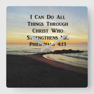 BREATHTAKING PHILIPPIANS 4:13 SCRIPTURE VERSE VIERKANTE KLOK