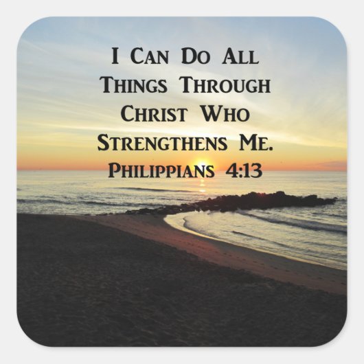 BREATHTAKING PHILIPPIANS 4:13 SCRIPTURE VERSE VIERKANTE STICKER (Voorkant)