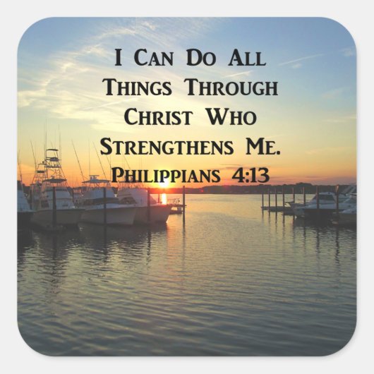BREATHTAKING PHILIPPIANS 4:13 SCRIPTURE VIERKANTE STICKER (Voorkant)