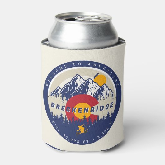Breckenridge Colorado Flag Mountain Ski Souvenir Blikjeskoeler (Blikje Voorkant)