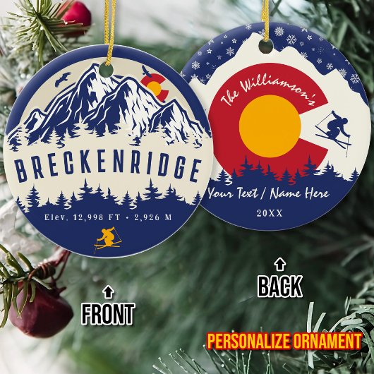 Breckenridge Colorado Flag Mountain Ski Souvenir Keramisch Ornament