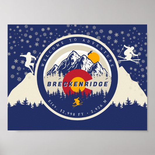 Breckenridge Colorado Flag Mountain Ski Souvenir Poster (Voorkant)