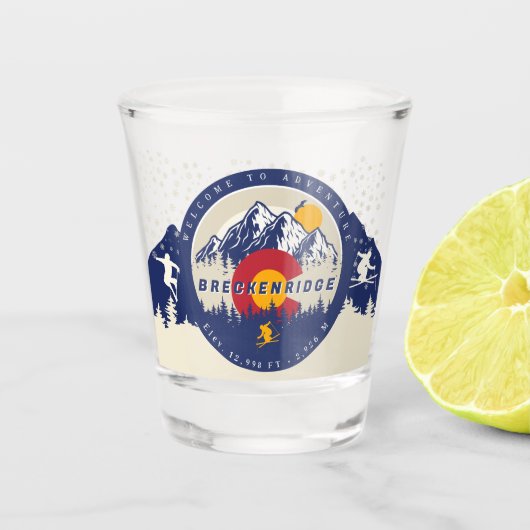 Breckenridge Colorado Flag Mountain Ski Souvenir Shot Glas (Voorkant)