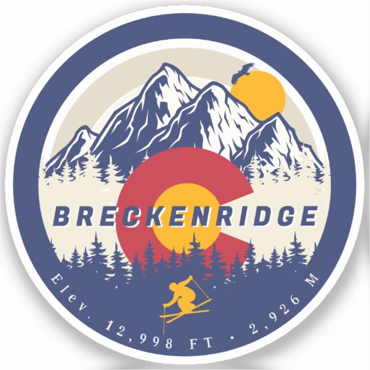 Breckenridge Colorado Flag Mountain Ski Souvenir Sticker (Voorkant)