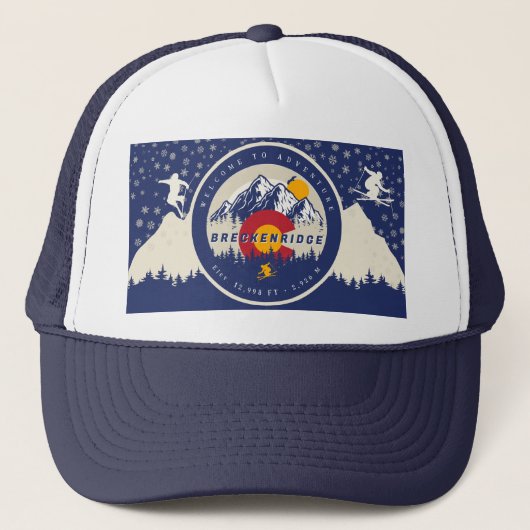 Breckenridge Colorado Flag Mountain Ski Souvenir Trucker Pet (Voorkant)