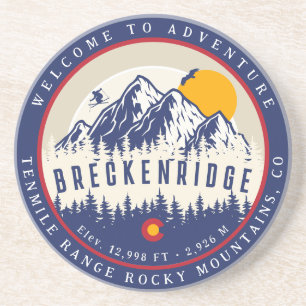 Breckenridge Colorado Flag Mountain Ski Souvenir Zandsteen Onderzetter