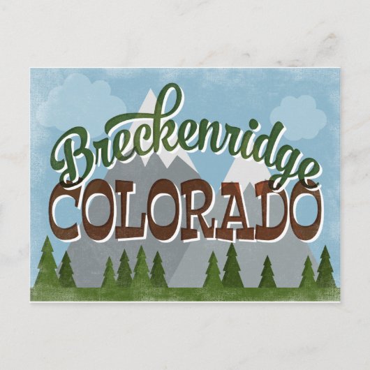 Breckenridge Colorado Fun Retro Snowy Mountains Briefkaart (Voorkant)