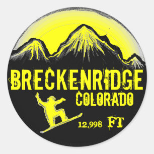 Breckenridge Colorado geel snowboard kunst sticker