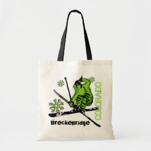Breckenridge Colorado groene skier herbruikbare ta Tote Bag