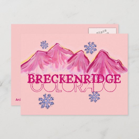 Breckenridge Colorado roze bergen briefkaart (Voorkant / Achterkant)