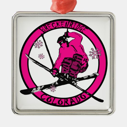 Breckenridge Colorado roze skieier ornament (Voorkant)