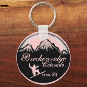 Breckenridge Colorado roze snowboardkunst sleutelh Sleutelhanger (Voorkant)