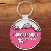 Breckenridge Colorado roze snowboardsleutelhanger Sleutelhanger (Voorkant)
