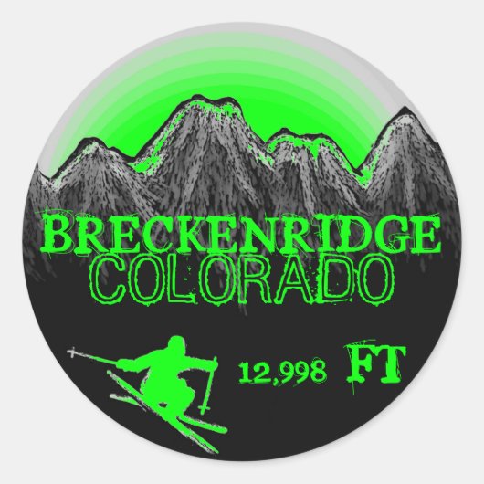 Breckenridge Colorado ski groene stickers (Voorkant)