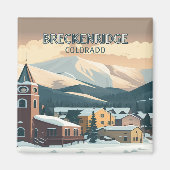 Breckenridge Colorado Snow Mountains  Retro Magneet (Voorkant)