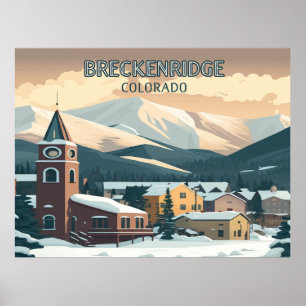 Breckenridge Colorado Snow Mountains  Retro Poster