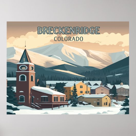 Breckenridge Colorado Snow Mountains Retro Poster (Voorkant)