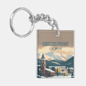 Breckenridge Colorado Snow Mountains  Retro Sleutelhanger (Voorkant Links)
