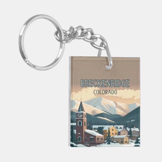 Breckenridge Colorado Snow Mountains  Retro Sleutelhanger (Voorkant Links)