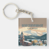 Breckenridge Colorado Snow Mountains  Retro Sleutelhanger (Voorkant)
