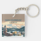 Breckenridge Colorado Snow Mountains  Retro Sleutelhanger (Achterkant)