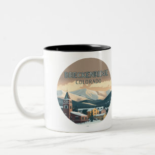 Breckenridge Colorado Snow Mountains Retro Tweekleurige Koffiemok