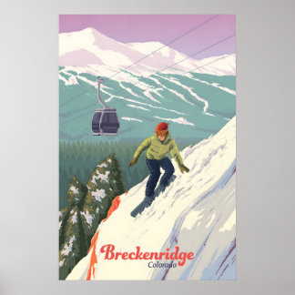 Breckenridge Colorado Snowboarden Reisposter Poster