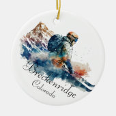 Breckenridge Colorado Waterverf Snowboarden Keramisch Ornament (Voorkant)